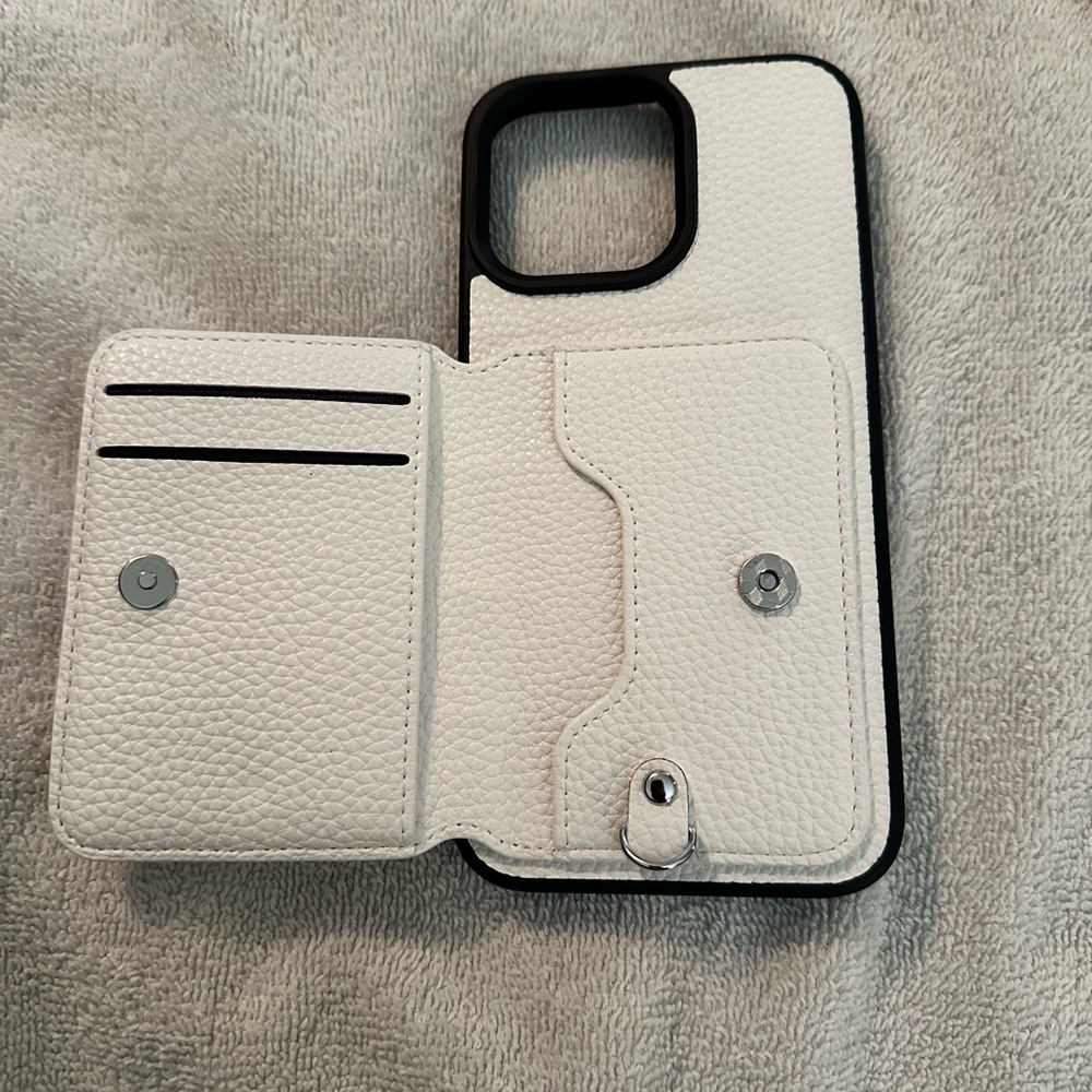 Elegant White Leather Bifold Phone Case with Card Slots